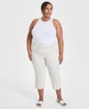 Jm Collection Plus Size Print Rivet-waist Capri Pants, Exclusively At Macy's In Stonewall