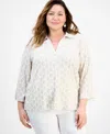 Jm Collection Plus Size Printed 3/4-sleeve Tunic, Exclusively At Macy's