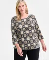 Jm Collection Plus Size Printed Jacquard Top, Macy's Exclusive In Multi