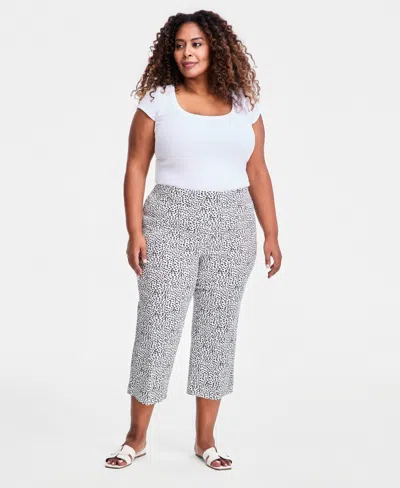 Jm Collection Plus Size Printed Rivet-trim Capri Pants, Macy's Exclusive In Sugar Swizzle