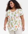 Jm Collection Women's Lush Garden Scoop-neck Top, Exclusively At Macy's In Bright White