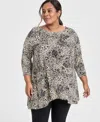 Shop Jm Collection Plus Size Printed Scoop-neck Tunic, Exclusively At Macy's In Coffee Cake