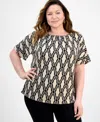 Jm Collection Plus Size Printed Shirred Tee, Exclusively At Macy's