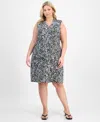 Jm Collection Plus Size Printed Sleeveless Dress, Exclusively At Macy's