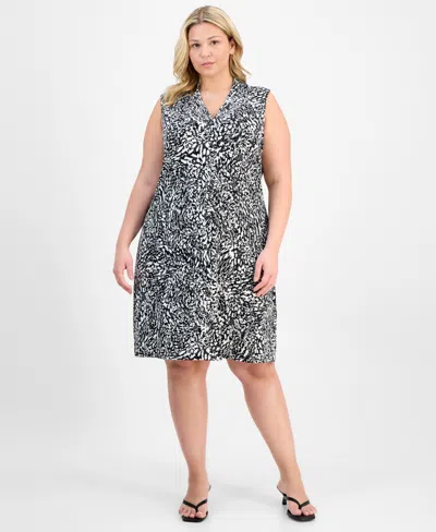 Jm Collection Plus Size Printed Sleeveless Dress, Exclusively At Macy's