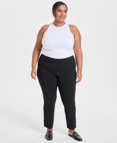 Jm Collection Plus Size Pull-on Cambridge Pants, Exclusively At Macy's In Deep Black