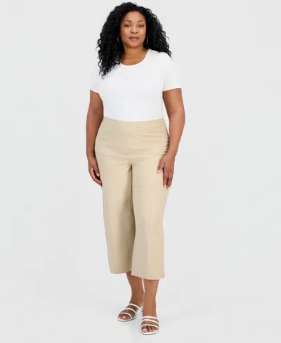 Jm Collection Plus Size Pull-on Wide-leg Capri Pants, Macy's Exclusive In Yellow