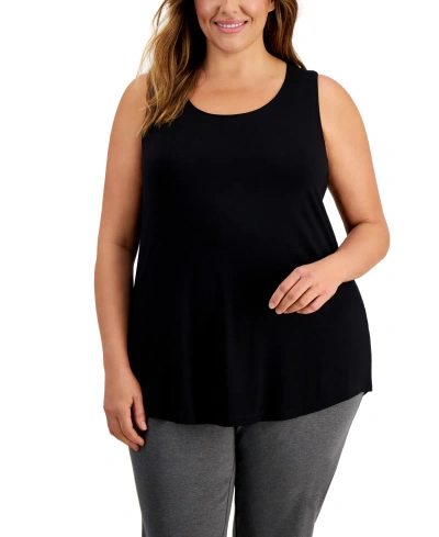 Jm Collection Plus Size Scoop-neck Sleeveless Top, Created For Macy's In Deep Black