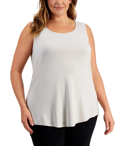 Jm Collection Plus Size Scoop-neck Sleeveless Top, Created For Macy's In Stone Wall
