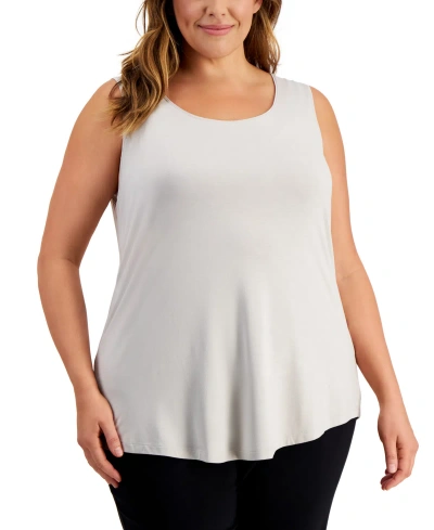 Jm Collection Plus Size Scoop-neck Sleeveless Top, Exclusively At Macy's In Stone Wall