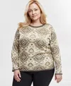 Jm Collection Plus Size Scoop-neck Metallic Sweater, Exclusively At Macy's In Deep Black