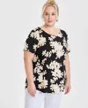 Jm Collection Plus Size Scoop-neck Short-sleeve Top, Exclusively At Macy's In Deep Black