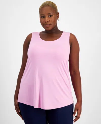 Jm Collection Plus Size Scoop-neck Sleeveless Top, Created For Macy's In Blossom Berry