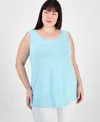 Jm Collection Plus Size Scoop-neck Sleeveless Top, Exclusively At Macy's In Teal Spark