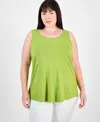 JM COLLECTION PLUS SIZE SCOOP-NECK SLEEVELESS TOP, EXCLUSIVELY AT MACY'S
