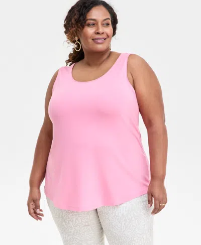 Jm Collection Plus Size Scoop-neck Sleeveless Top, Exclusively At Macy's In Pink Petun