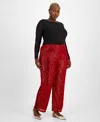 Jm Collection Plus Size Sequin Wide-leg Split-hem Pants, Created For Macy's In Glamorous