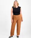 Jm Collection Plus Size Side-sequin Cambridge Pants, Macy's Exclusive In Brown