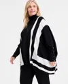 Jm Collection Plus Size Solid Turtleneck Poncho Sweater, Macy's Exclusive In Multi