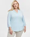 Jm Collection Plus Size Solid V-neck 3/4-sleeve Top, Exclusively At Macy's In Winter Mis