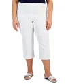 Jm Collection Plus Size Tummy Control Pull-on Capri Pants, Exclusively At Macy's In Bright White