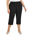 Jm Collection Plus Size Tummy Control Pull-on Capri Pants, Exclusively At Macy's In Deep Black
