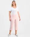 Jm Collection Plus Size Tummy Control Pull-on Capri Pants, Exclusively At Macy's In Pink