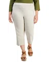 Jm Collection Plus Size Tummy Control Pull-on Capri Pants, Exclusively At Macy's In Stone Wall