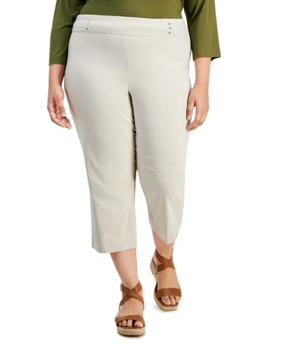 JM COLLECTION PLUS SIZE TUMMY CONTROL PULL-ON CAPRI PANTS, EXCLUSIVELY AT MACY'S