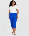 Jm Collection Plus Size Tummy Control Pull-on Capri Pants, Exclusively At Macy's In Blue