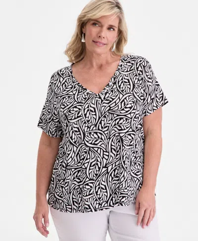 Jm Collection Plus Size V-neck T-shirt, Macy's Exclusive In Multi