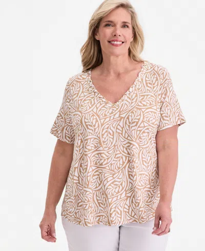Jm Collection Plus Size V-neck T-shirt, Macy's Exclusive In Multi