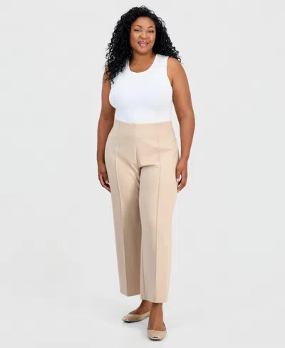 Jm Collection Plus Size Wide-leg Relaxed-fit Pants, Macy's Exclusive In Coffee Cake