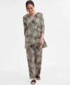 Jm Collection Printed Tunic Top Printed Pull On Pants Exclusively At Macys In Deep Black