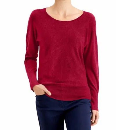 Jm Collection Rivet Dolman Sleeve Top In Red Amore In Multi