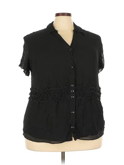 Pre-owned Jm Collection Short Sleeve Blouse In Black