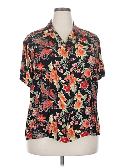 Pre-owned Jm Collection Short Sleeve Blouse In Black