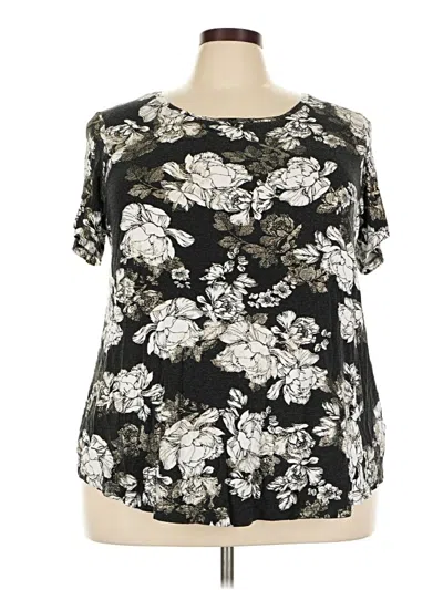 Pre-owned Jm Collection Short Sleeve Blouse In Black
