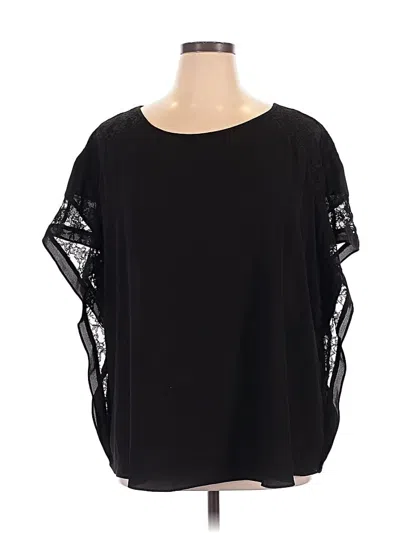 Pre-owned Jm Collection Short Sleeve Blouse In Black