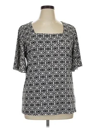 Pre-owned Jm Collection Short Sleeve Blouse In Black