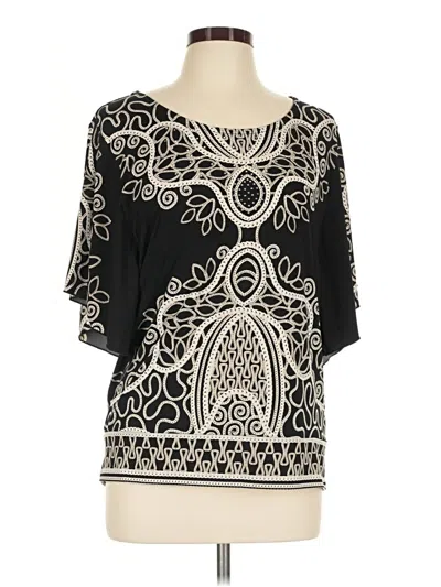Pre-owned Jm Collection Short Sleeve Blouse In Black