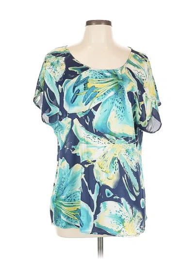 Pre-owned Jm Collection Short Sleeve Blouse In Blue