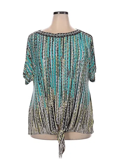 Pre-owned Jm Collection Short Sleeve Blouse In Blue