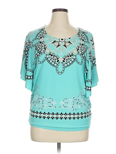 Pre-owned Jm Collection Short Sleeve Blouse In Blue