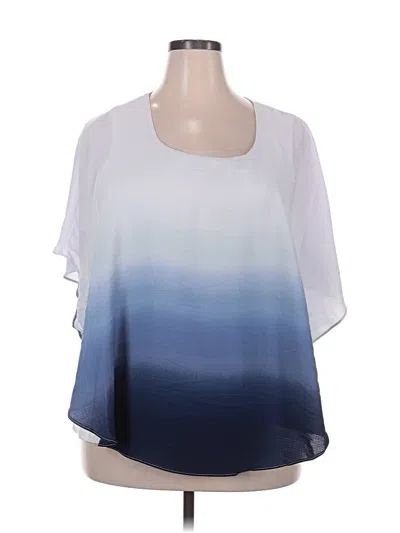 Pre-owned Jm Collection Short Sleeve Blouse In Blue