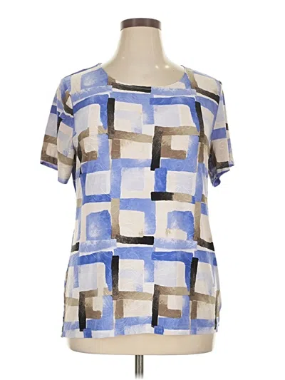 Pre-owned Jm Collection Short Sleeve Blouse In Blue