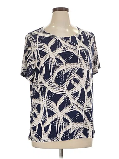 Pre-owned Jm Collection Short Sleeve Blouse In Blue