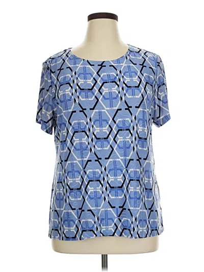 Pre-owned Jm Collection Short Sleeve Blouse In Blue