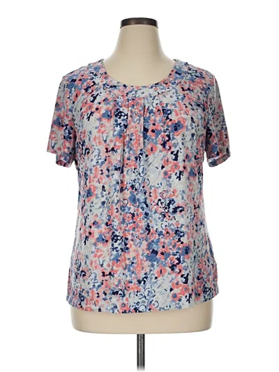 Pre-owned Jm Collection Short Sleeve Blouse In Blue