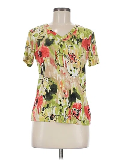 Pre-owned Jm Collection Short Sleeve Blouse In Green